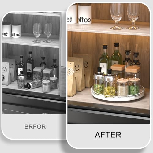 12 Inch Oak Lazy Susan Vanity Tray (White / 12)