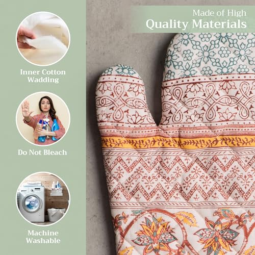 Maison d'Hermine Oven Gloves 100% Cotton Oven Mitt (047 - Nila / 7.5" x 13" (Oven Mitt))