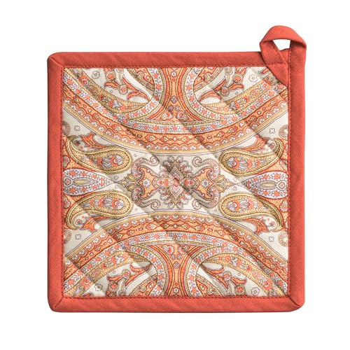 Pot Holders 100% Cotton Potholders (023 - Kashmir Paisley / 8" x 8" (Pot Holder Pack of 1))