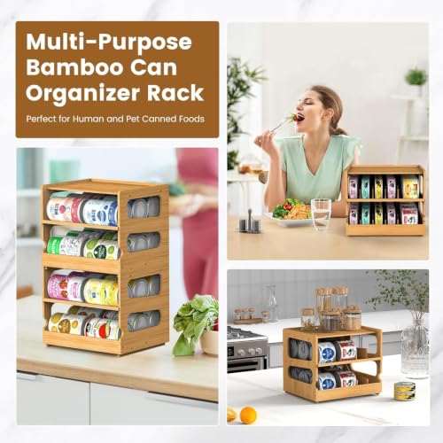 Stackable Bamboo Cat Food Can Organizer (36 Count)