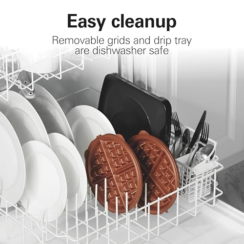 26031 Belgian Waffle Maker with Removable Non (Black / Single Flip, Ceramic Grids)
