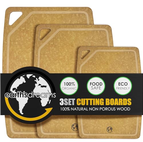 Composite Wood Cutting Board Set of 3 (Tan/Juice)