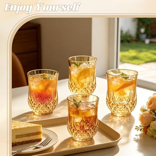 40 Pack Plastic Stemless Wine Glasses (Gold)