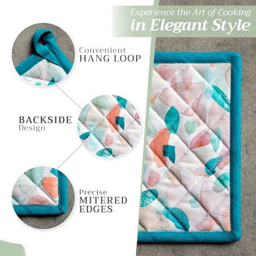 Pot Holders 100% Cotton Potholders (079 - Summer Picnic / 8" x 8" (Pot Holder Pack of 2))