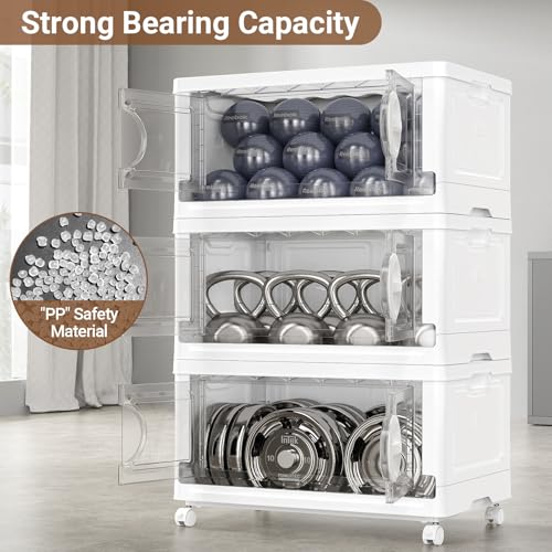 360Qt Lockable Stackable Storage Bins with Lids (White / 120QT-3Pack)