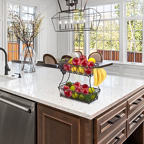 2 Tier Countertop Fruit Basket Bowl Storage