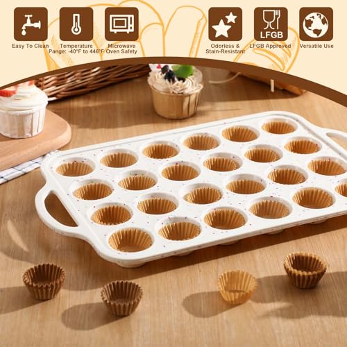 2 Silicone Muffin Pans with 200 Liners (24-cup Mini)