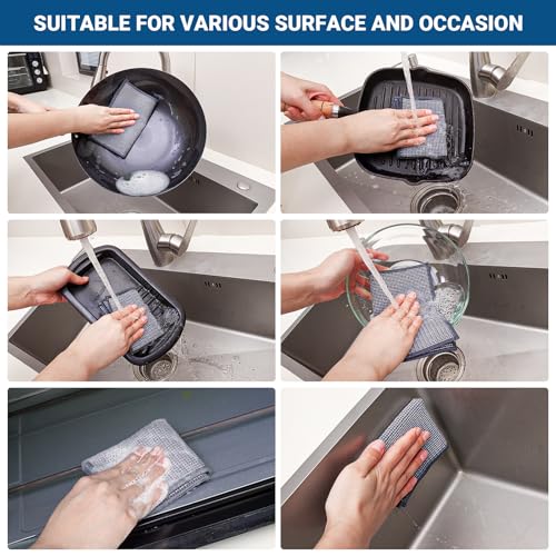Non Scratch Wire Dishcloth (10pcs Three-layer [Middle Clip Rag] / 7.08x8.86-10Pack)