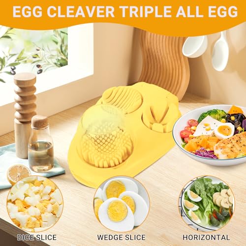 1 Pcs Stainless Steel Egg Slicer for Hard Boiled Eggs (1 Pack Yellow Stainless Steel Egg Slicer)