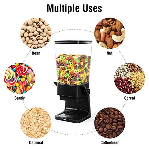 Cereal Dispenser Countertop Dual Dry Food Dispenser (B:Black & 1pack / A(Upgrade Materials))