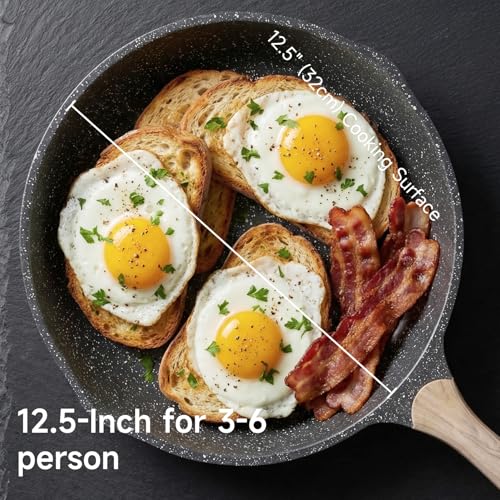 12.5 Inch Nonstick Frying Pan Skillet with Dual Spouts Cooking Pan (Gray / 12.5")