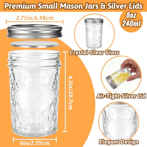 8 oz Glass Mason Jars (8oz-12pcs-D)
