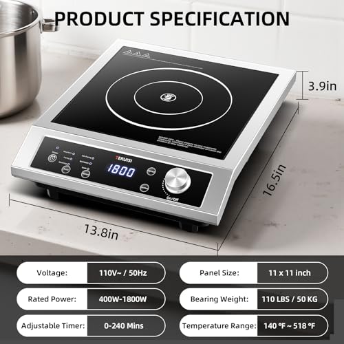 Induction Cooktop Commercial (1800W Flat Cooktop)