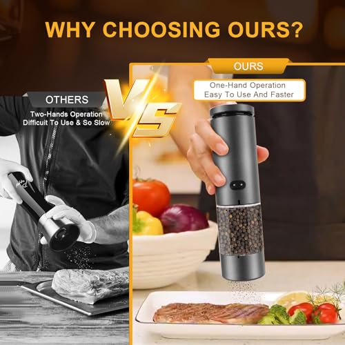 Electric Salt and Pepper Grinder Set USB Rechargeable (2 Count)