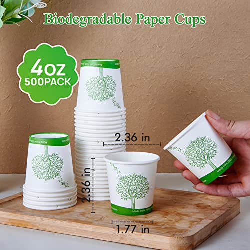 500 Count 4 oz Compostable Paper Cups (500Pack 4oz PLA Cups)