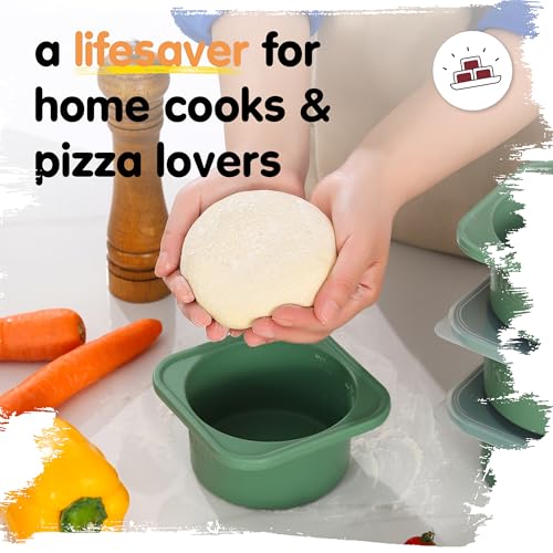 500ml Individual Pizza Dough Proofing Container with Airtight Lid (Green)