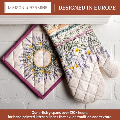 100% Cotton Oven Mitt & Pot Holder Set (016 - Fanny Lavender / 7.5" x 13" & 8" x 8" (Oven Mitt & Pot Holder))