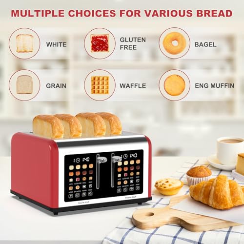 4 Slice Toaster Touch Screen (Red)