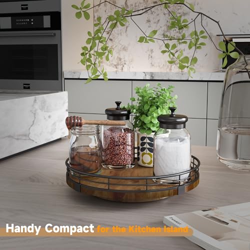 9 Inch Farmhouse Oak Lazy Susan Cabinet Organizer
