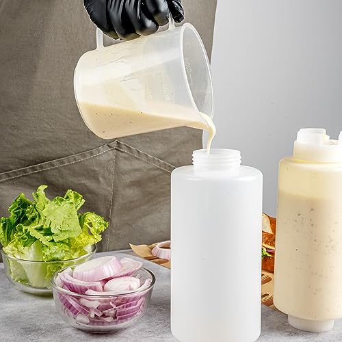 32oz. FIFO Inverted Plastic Squeeze Bottle with Refill and Dispensing Lids
