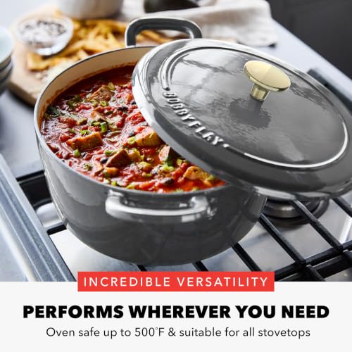 x Bobby Flay 5.5QT Enameled Cast Iron Dutch Oven With Lid (5.5QT Dutch Oven / Slate Gray)