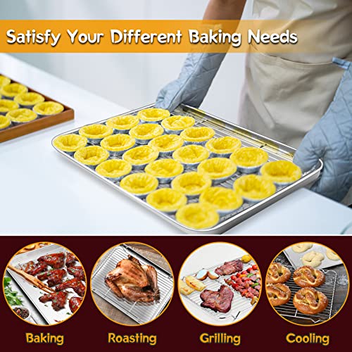 Stainless Steel Baking Sheet with Rack Set for Cookie (17.5 Inch)
