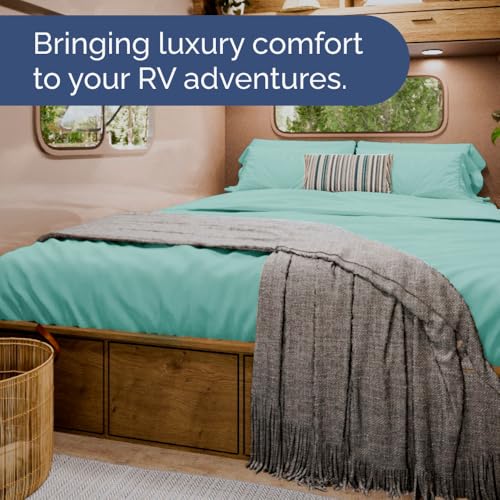 Short Queen Size 4 Piece Bed Sheet Set (22 - Spa Blue / Short Queen)