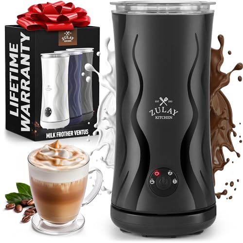 Zulay 4-in-1 Milk Frother and Steamer - Automatic Hot and Cold Foam Maker with Auto Shut Off & Temperature Control for Coffee, Latte, Cappuccino, Hot Chocolate - Gray (Ventus Gray / Frother Steamer)