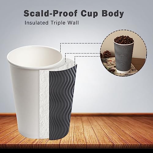 90 Pack 16 oz Coffee Cups Disposable Insulated Paper Cup Gray (Gray / 16 oz-90)