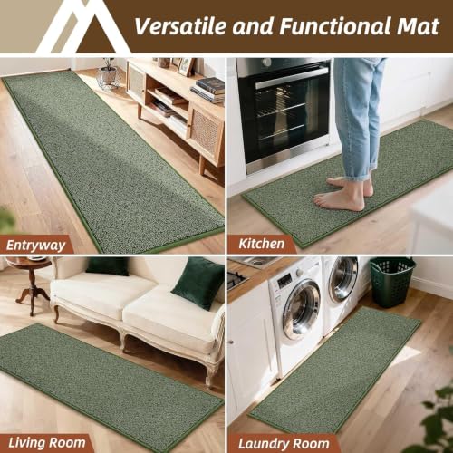 Dirt Trapper Door Mat 17"x48" Non Slip Washable Green (Green / 17" x 48")