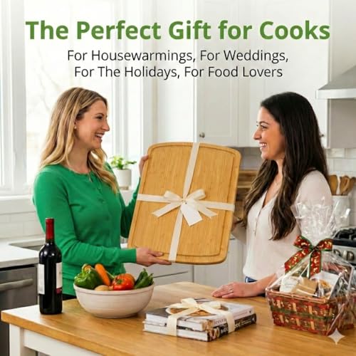 INDESTRUCTIBLE 18 Inch Extra Large Bamboo Cutting Board with Lifetime Replacements (Single-Tone / 18"L x 12.5"W)