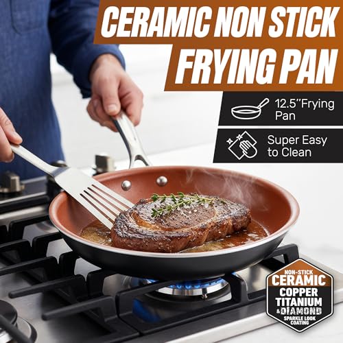 12.5 Large Frying Pans Nonstick (Copper / 12.5")
