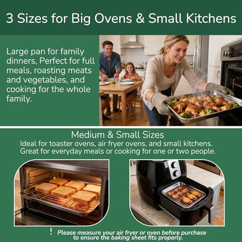 18 0 Stainless Steel Baking Sheet with Cooling Rack (Set of 6 - 10",12",16")