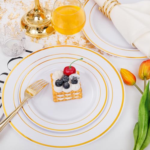 60 Pcs Gold Plastic Plates (60 Pieces / Gold)