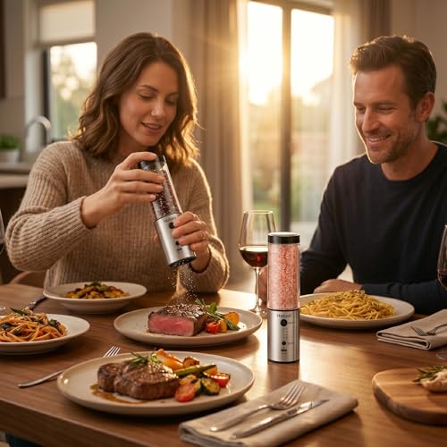 8oz Rechargeable Electric Salt and Pepper Grinder Set