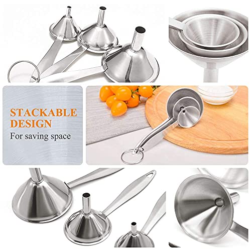 Small Funnels for Filling Bottles Stainless Steel Kitchen Funnels (3 Count)