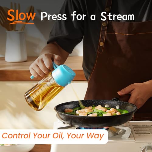 16oz 470ml Glass Olive Oil Sprayer for Cooking (Sky Blue)