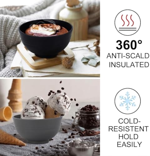 Mini Wheat Straw Bowls Set of 8 (10 oz / Black & Gray)