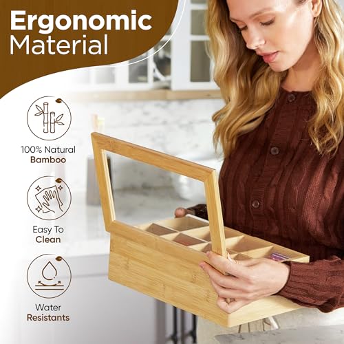 Fuller Bamboo Tea Box Organizer with 8 Compartments