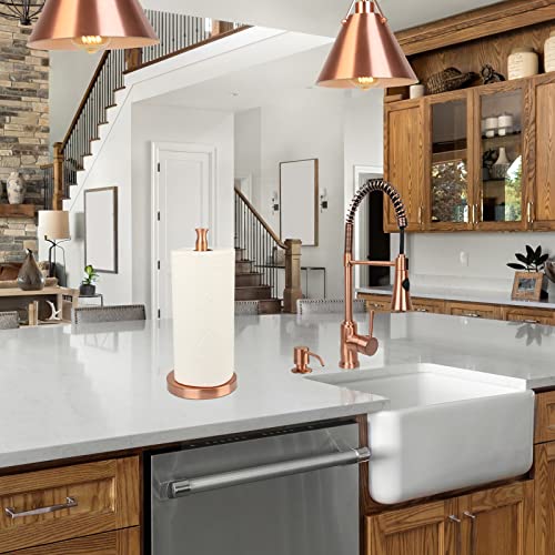 Paper Towel Holder Stand for Kitchen Countertop & Dining Room Table (Copper / Modern)