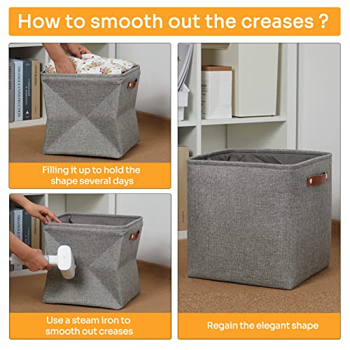 Cube Storage Boxes (Grey / L-13"x 13"x 13")
