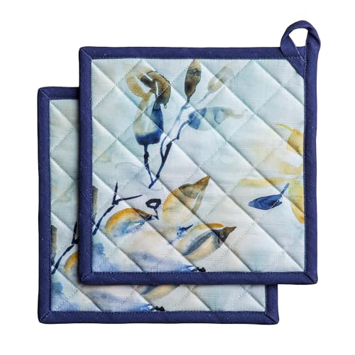 Pot Holders 100% Cotton Potholders (046 - Lazy Summer Days / 8" x 8" (Pot Holder Pack of 2))