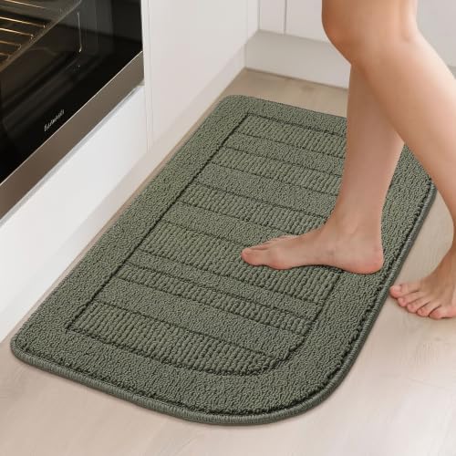 30x18 Inch Kitchen Rugs Non Slip Washable Kitchen Sink Rug (1'6" x 2'6" (Semicircular) / Green)