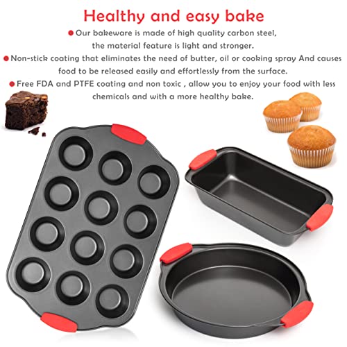9 Piece Baking Pans Set Non Stick (Black)