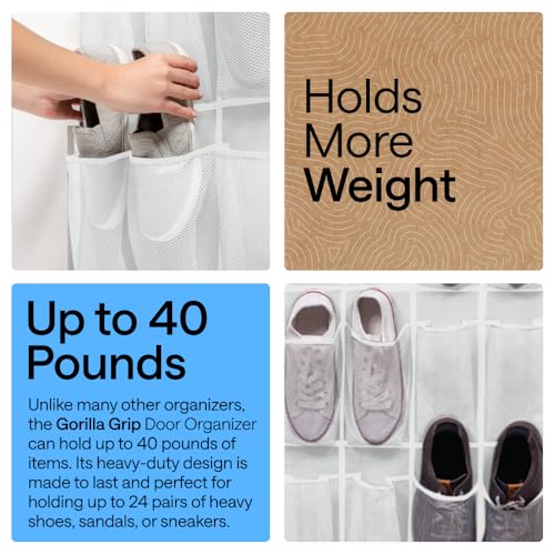 Over the Door Shoe Organizer (White / 24 Pockets/4 Hooks)