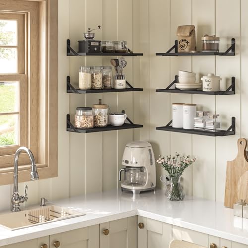 16.5in Floating Shelves for Wall Home Decor (Black / 16.5 x 6.1 x 0.59 inches)