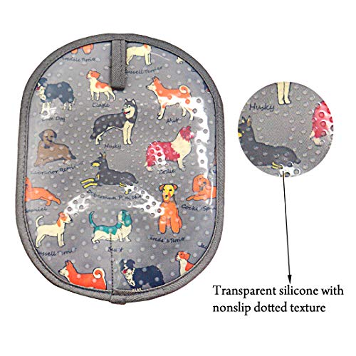 Pot Holders with Transparent Clear Silicone Shell and Nice Dog Flower (Potholders / Dog Flower)
