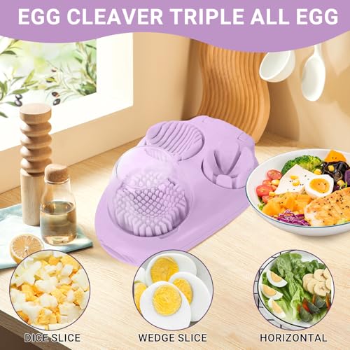 3 Slice Modes Egg Slicer for Hard Boiled Eggs (Purple)