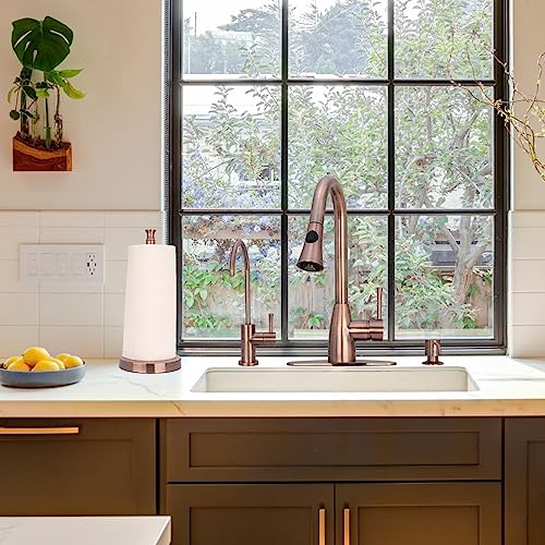 Paper Towel Holder Stand for Kitchen Countertop & Dining Room Table (Antique Copper / Modern)