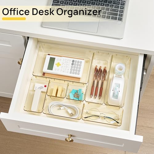 25 Pack Plastic Drawer Organizers with Non (Clear Champagne)